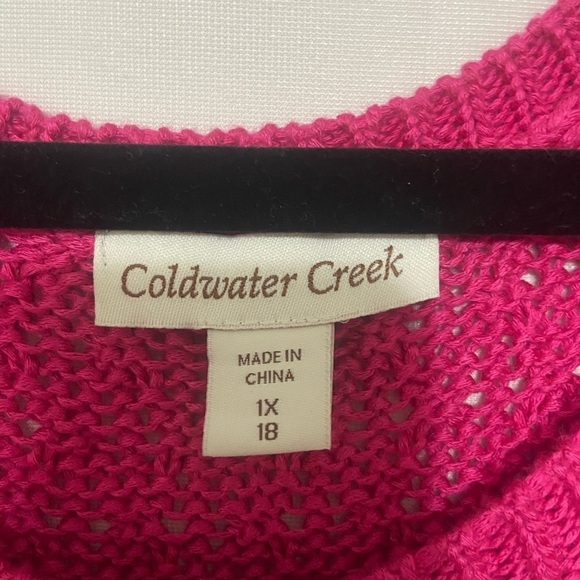 Coldwater Creek LIKE NEW hot pink open knit short sleeve sweater size 1X - Picture 4 of 4